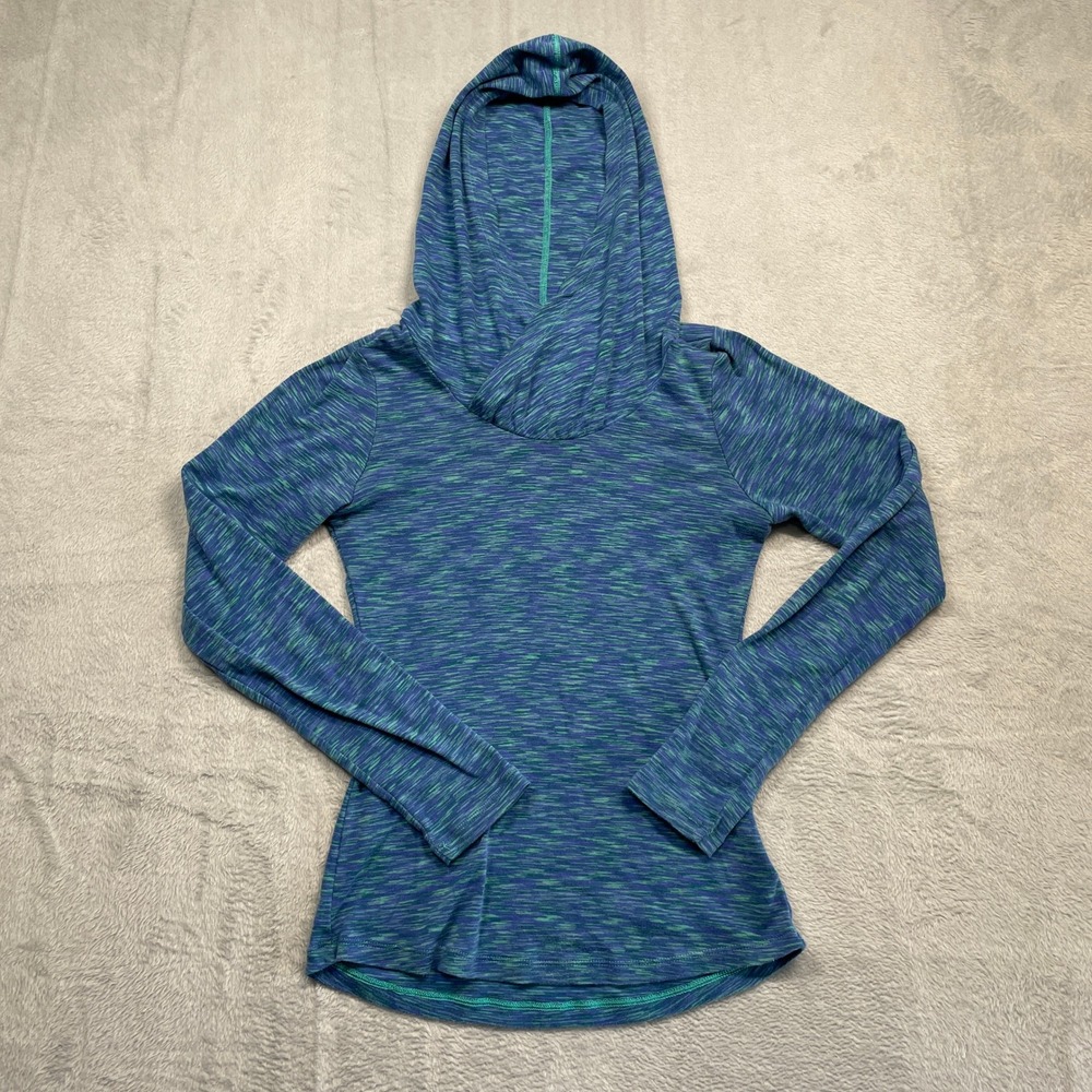 Columbia Hoodie Women XS Blue Green Crossover‎ Neck Lightweight Pullover